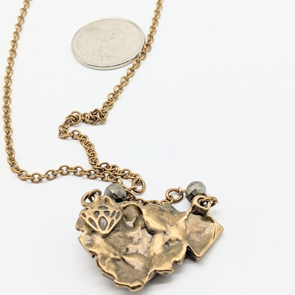 Cast Bronze Crystal Cluster and Pyrite Necklace - Picture 2 of 5